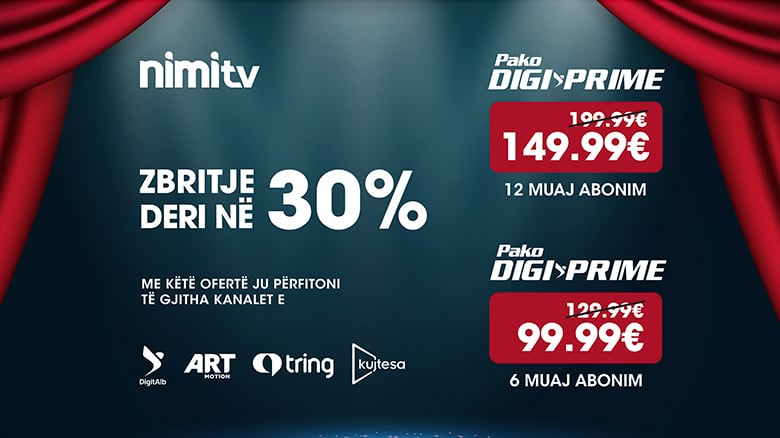Përfito nga zbritja e madhe në NimiTV me pakon DigiPrime!
