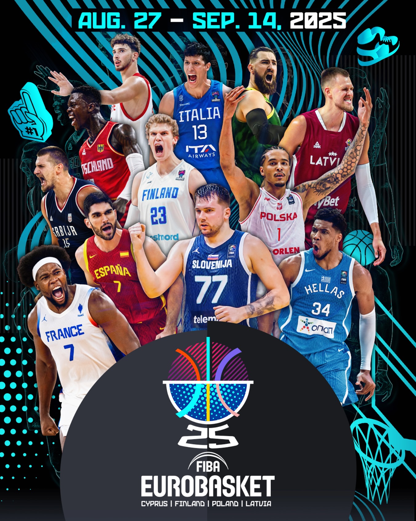Tre shqiptarë në skenën e madhe të EuroBasket 2025 – në gjysmëfinale me Turqinë e Finlandën