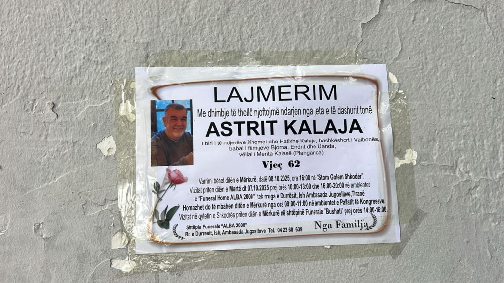 Nesër varroset Astrit Kalaja – gjyqtari që u vra brenda Gjykatës së Apelit në Tiranë