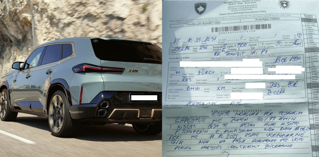 BMW XM me targa zvicerane konfiskohet në Prizren, shoferi me 114 gjoba të evidentuara