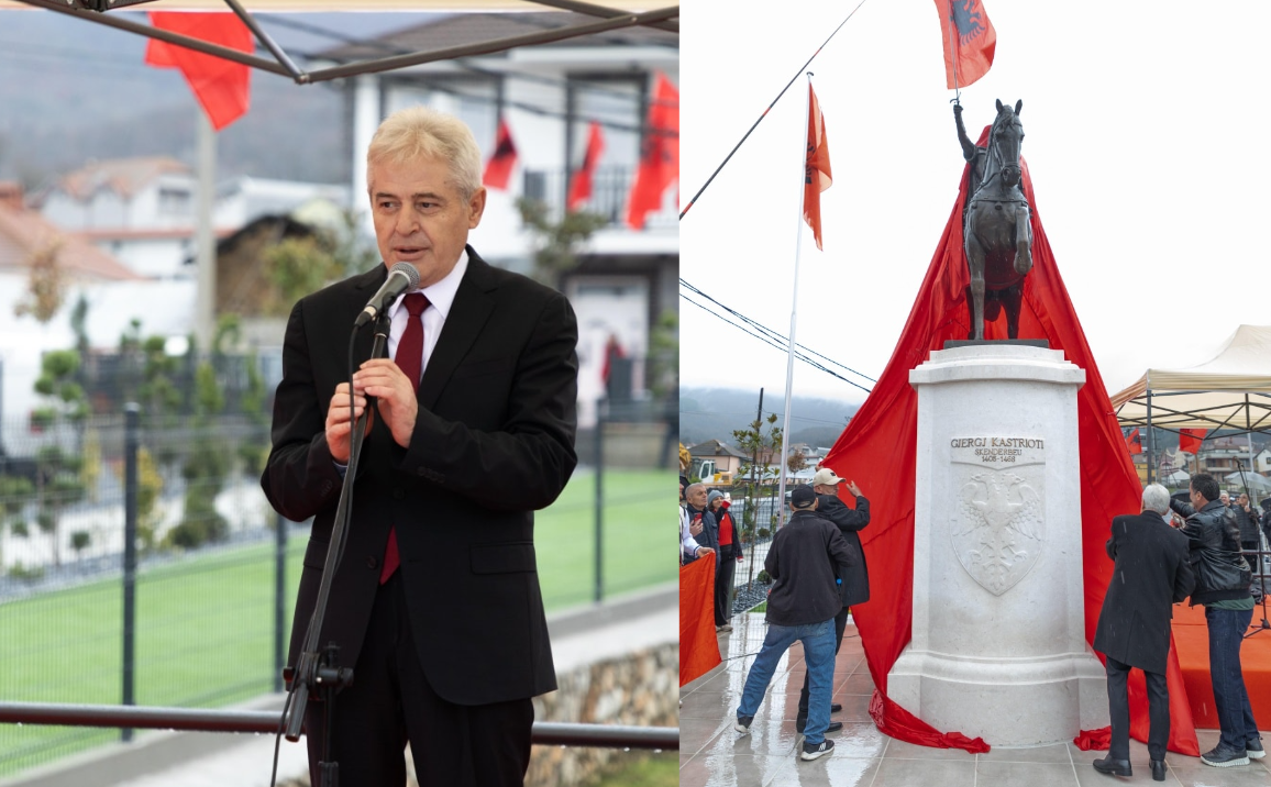 Ali Ahmeti: Në Garanë të Kërçovës u përurua shtatorja e Skënderbeut, simbol i krenarisë kombëtare