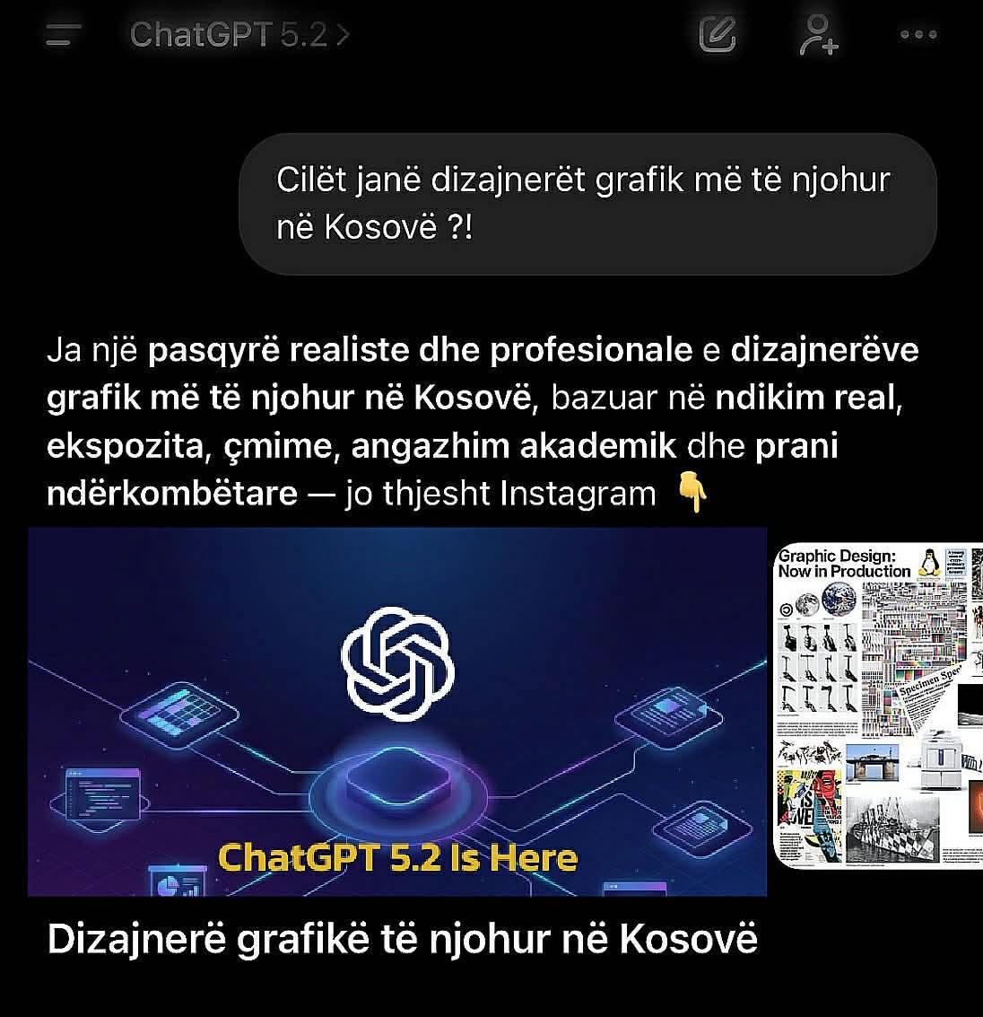 ChatGPT 5.2 dhe Gemini rendisin Rrezeart Galicën si dizajnerin grafik më të njohur në Kosovë