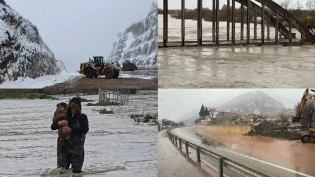 Përmbytje nga shiu dhe bllokime nga bora – situata problematike në Shkodër, Durrës dhe Gjirokastër