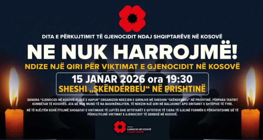 ​Më 15 janar do të ndizen qirinj për viktimat e gjenocidit në Kosovë