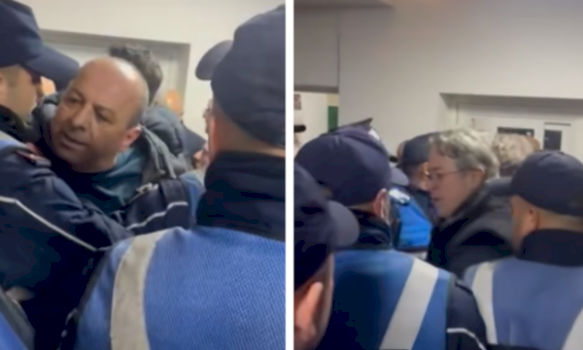 protesta-ne-tirane-perfundoi-por-tensionet-vazhdojne,-deputetet-e-pd’se-perplasen-me-policet-ne-stacion,-pamje