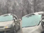 bie-guri-madh-ne-aksin-peje-kuqishte,-demtohet-rende-nje-veture