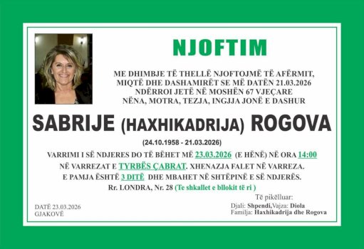 Ra nga Ura e Moglicës  nesër i jepet lamtumira e fundit 67 vjeçares