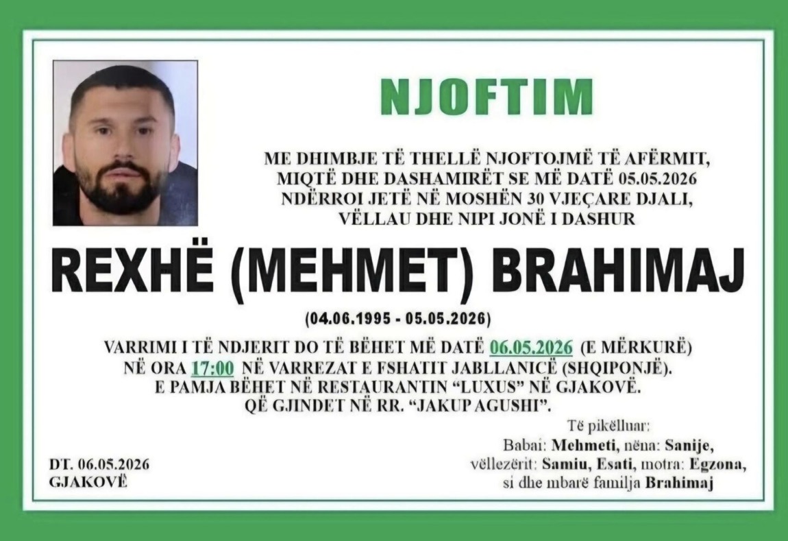 Tragjedi në Gjakovë: 30-vjeçari vdiq pas sulmi me thikë, varrimi nesër

